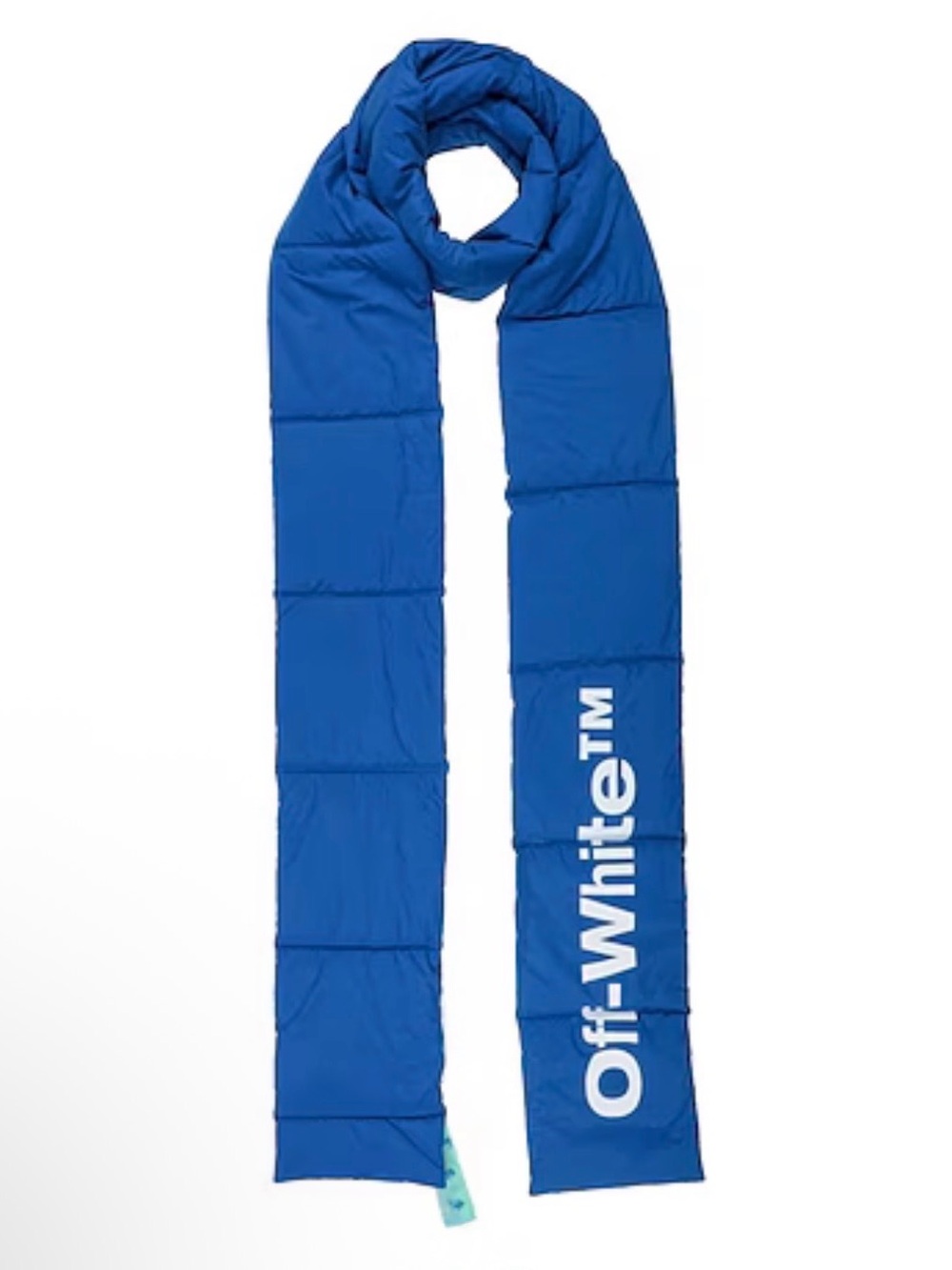 Off-White Blue Quilted Logo Puffer Scarf with COA